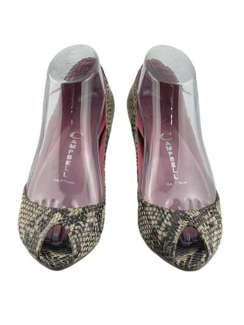Jeffrey Campbell Snake Print Peep Toe Heels Size 7.5